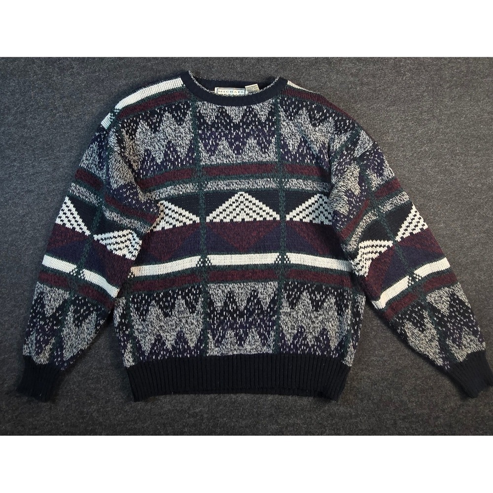 VINTAGE 90s Michael Gerald Cardigan Mens XL Extra Large Cosby Grandpa Sweater